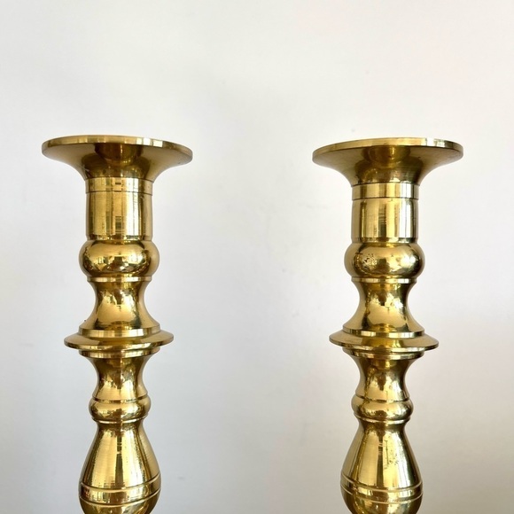 Brass candlestick set of 2 - Picture 3 of 6